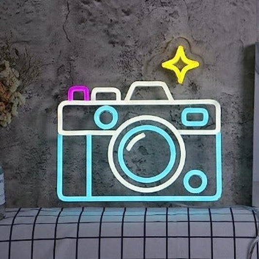 Fun Vivid Bright Blue Camera LED Night Light Room Wall Photography  Decor