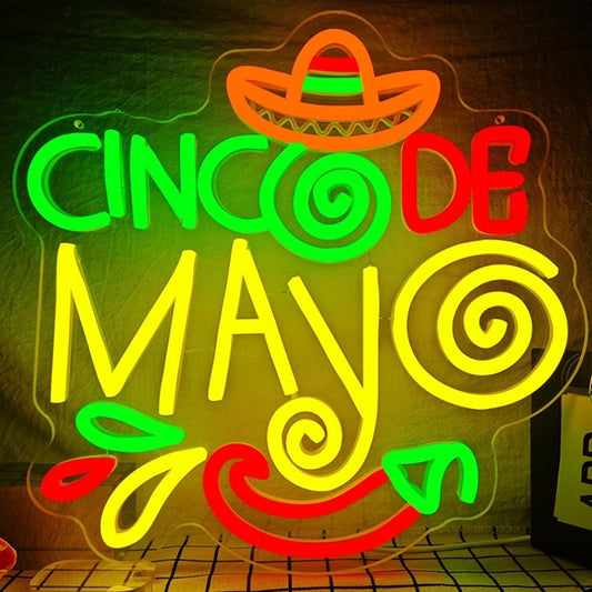 Vivid Bright Colorful “Cinco De Mayo” LED Night Light Room Wall Decoration