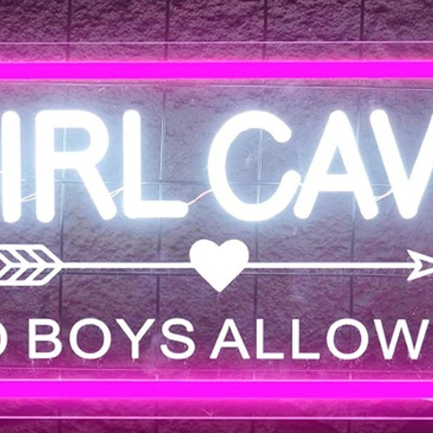 Fun Bright Pink “Girl Cave No Boys Allowed” LED Night Light Room Wall Decoration