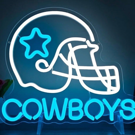 Vivid Bright Blue Star Cowboy LED Night Light NFL Football Helmet Decoration