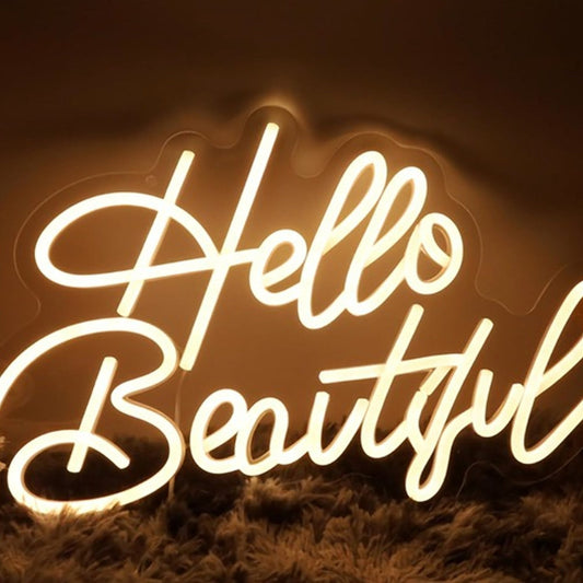 Lovely Warm Bright Fancy “Hello Beautiful” LED Night Light Room Wall Decoration