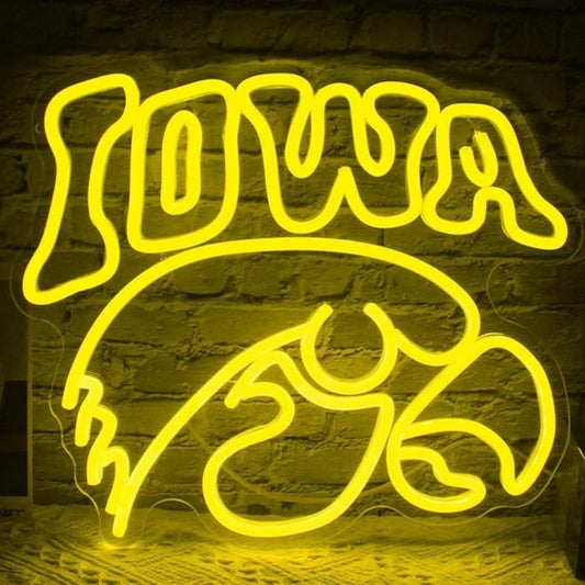 Vivid Bright Yellow Iowa Hawkeyes LED Night Light Room Wall Decoration