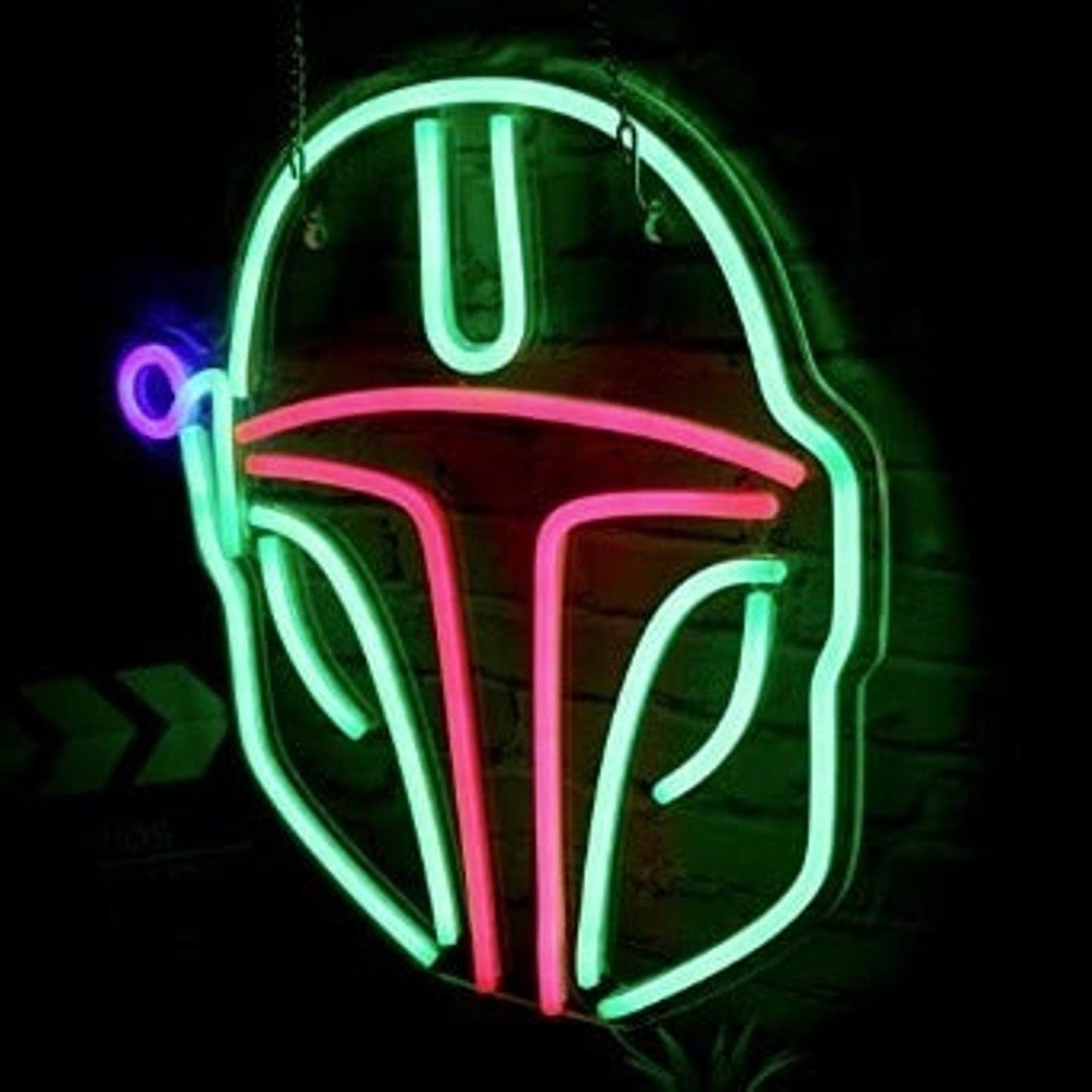 Fun Vivid Bright Green Mandalorian Helmet LED Night Light Star Wars Decoration