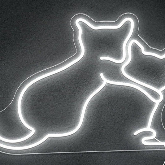 Adorable Bright White Kitty Cat Pals LED Night Light Room Wall Decoration