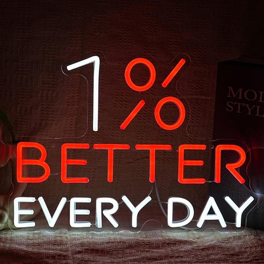 Vivid Bright “1% Better Everyday” LED Night Light Motivation Decoration