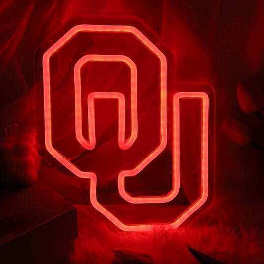 Vivid Bright Red OU Oklahoma University Football LED Light University Room Wall