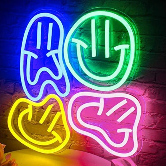Vivid Bright Fun Swiggly Smiley Face LED Night Light Room Wall Decoration