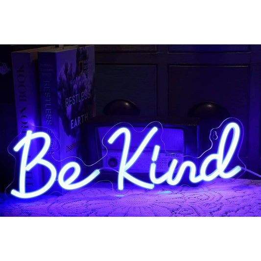 Lovely Bright Blue Be Kind LED Night Light Room Wall Decoration