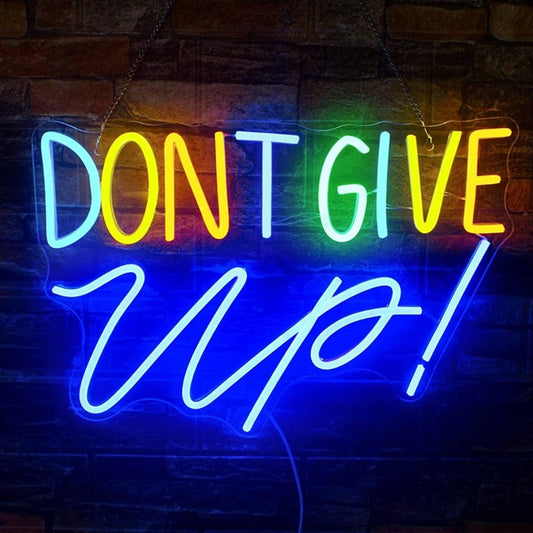 Empowering Bright Colorful “Don’t Give Up!” LED Night Light Room Wall Decor
