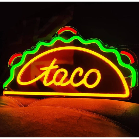 Tasty Bright Colorful Taco LED Food Light Room Wall Restaurant Decoration
