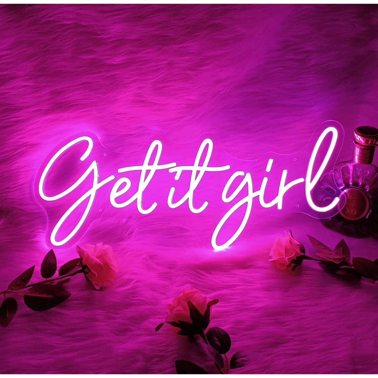 Fun Bright Pink “Get It Girl” LED Night Light Room Wall Decoration