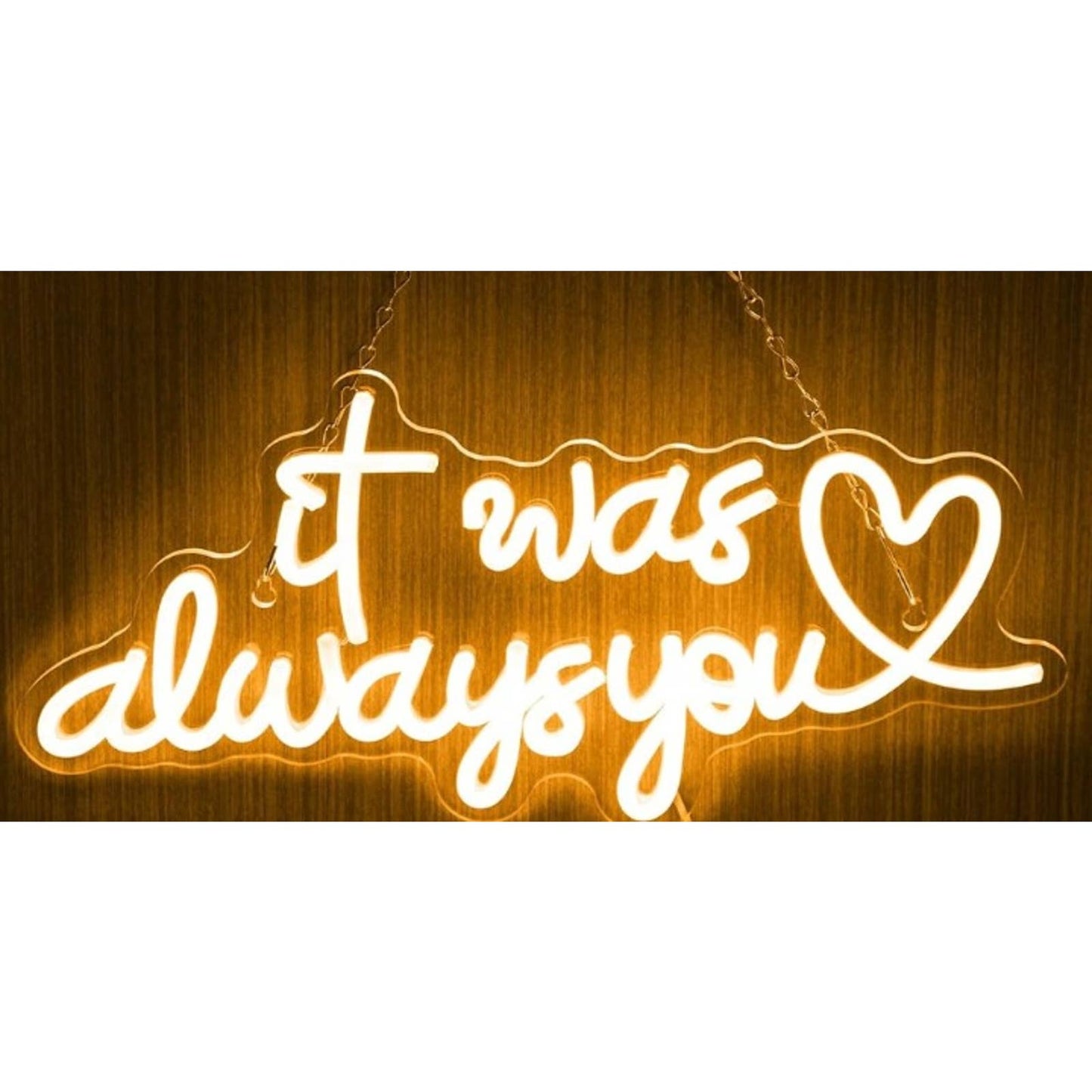 Lovely Warm Bright White “It was Always You” Heart LED Night Light Love Decor