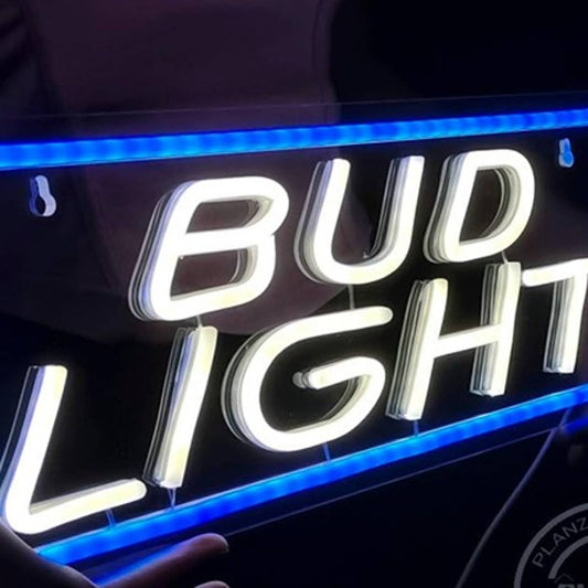 Clear Bright Blue Bud Light LED Night Light Beer Party Business Decor Sign