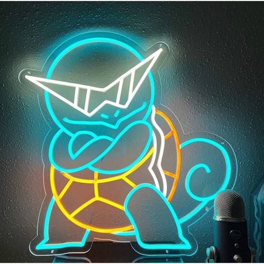 Fun Bright Blue Cool Squirtle w/ Sunglasses LED Light Pokemon Room Wall Decor