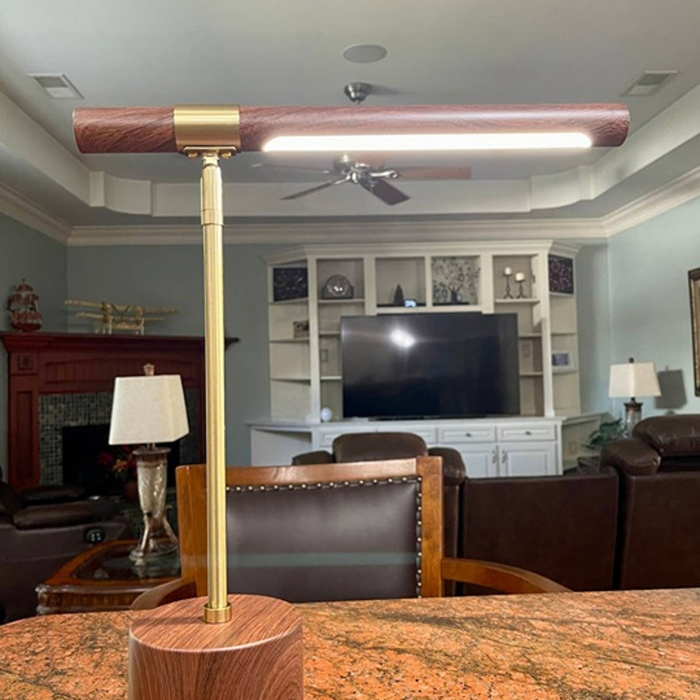 Unique Luxury Designed LED Touch Warm and Cool Light Faux Wood Lamp