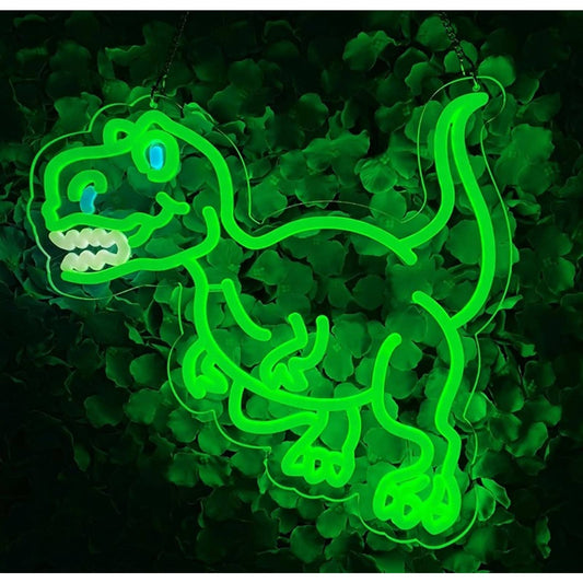 Fun Vivid Bright Green Cartoon Dinosaur T-Rex LED Night Light Decor