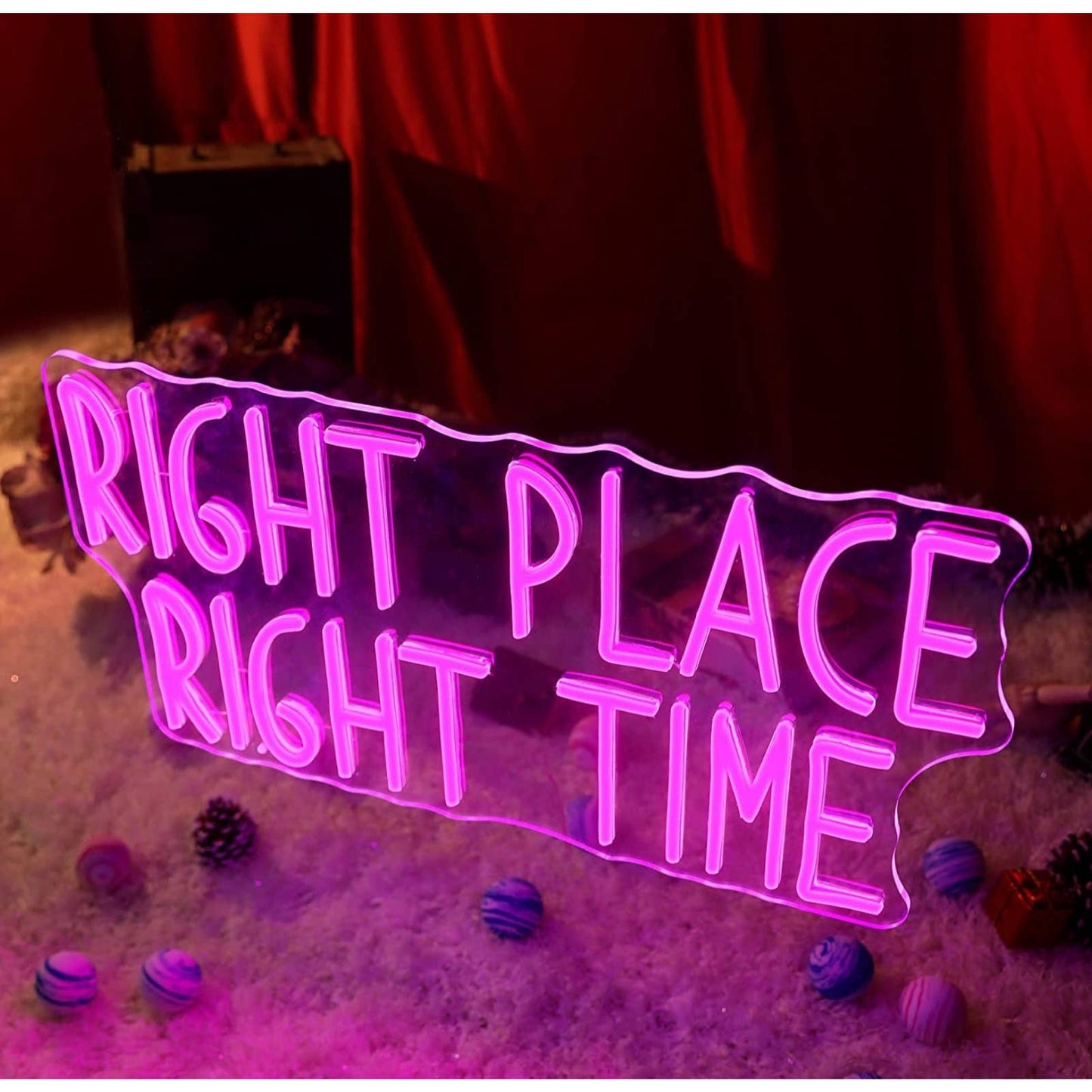 Lovely Bright Purple “Right Place Right Time” LED Night Light Room Wall Decorati