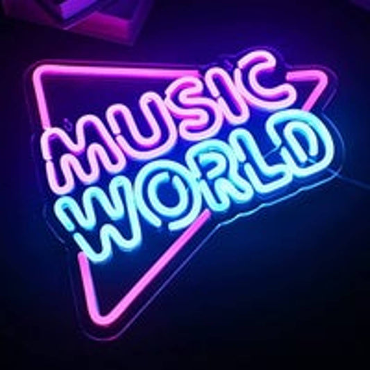 Vivid Fun Bright Music World LED Night Light Sign Room Wall Decoration