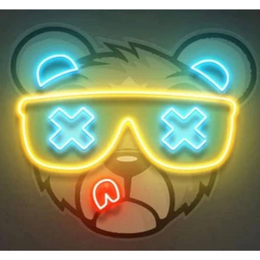 Fun Cool Cartoon Bear Wearing Sunglasses LED Night Light Room Wall Decoration
