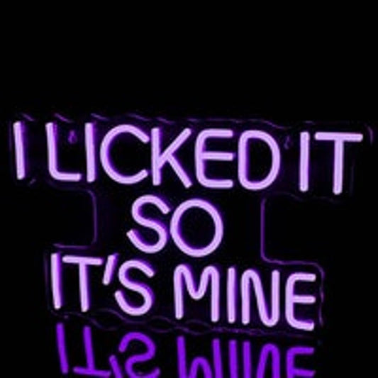 Funny Bright Purple I Licked It So It’s Mine LED Night Light Room Wall Decoratio