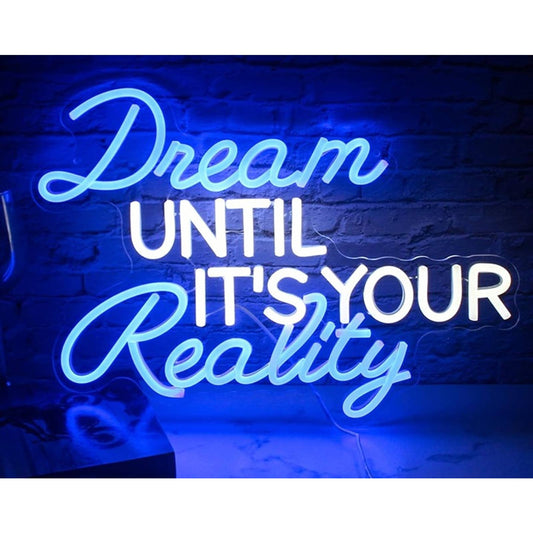 Motivational Bright Blue “Dream Until It’s Your Reality” LED Night Light
