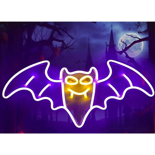 Spooky Fun Bright Purple Vampire Bat LED Night Light Halloween Decor