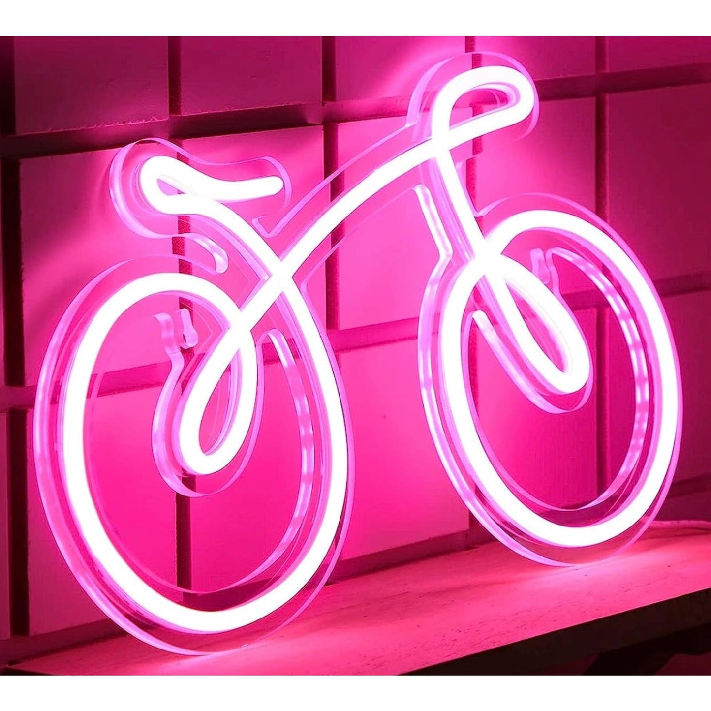 Cute Bright Pink Bicycle LED Night Light Room Wall Decoration