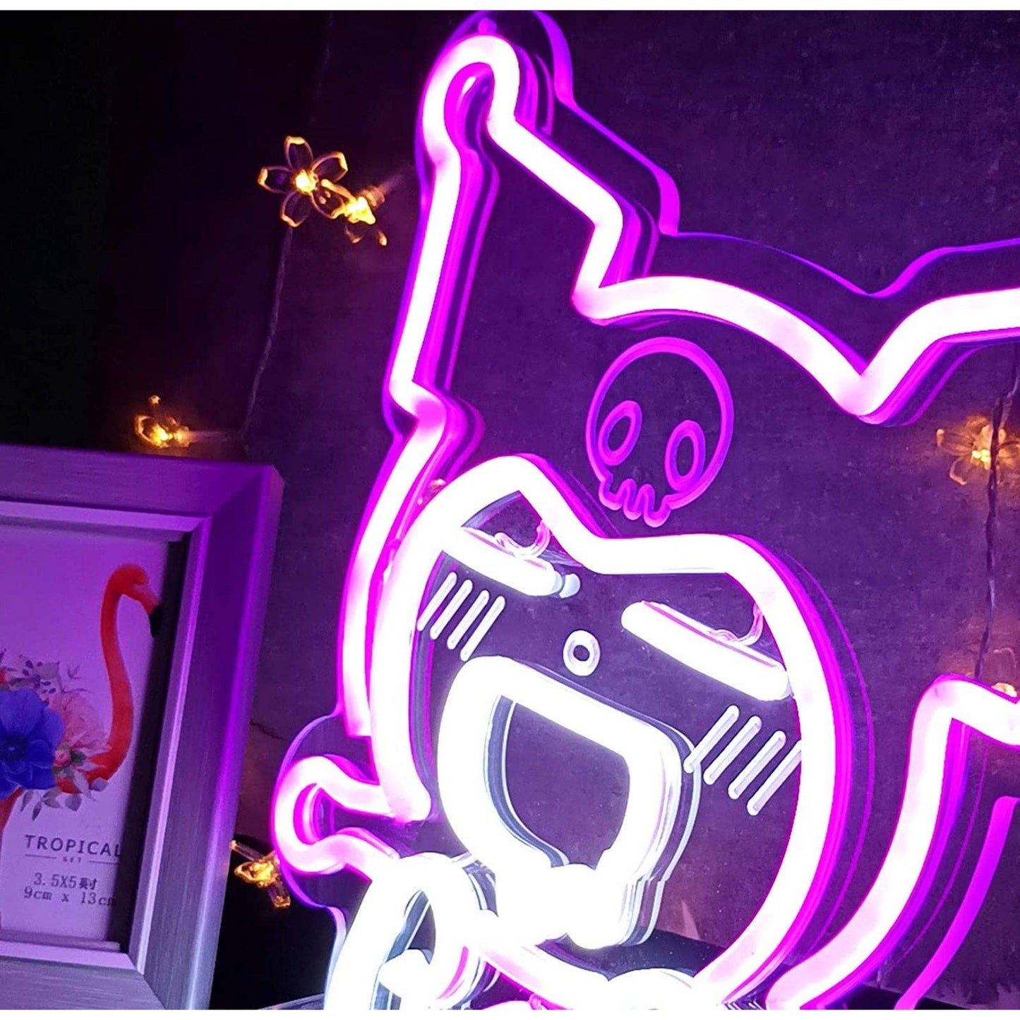 Cute Bright Pink Kuromi Anime LED Night Light Anime Japan Room Wall Decoration
