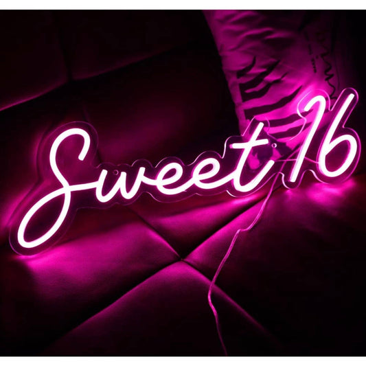 Large Bright Pink “Sweet 16” LED Night Light Birthday Party Decoration