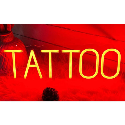 Bright Yellow TATOO LED Night Light Sign Business Store Decor