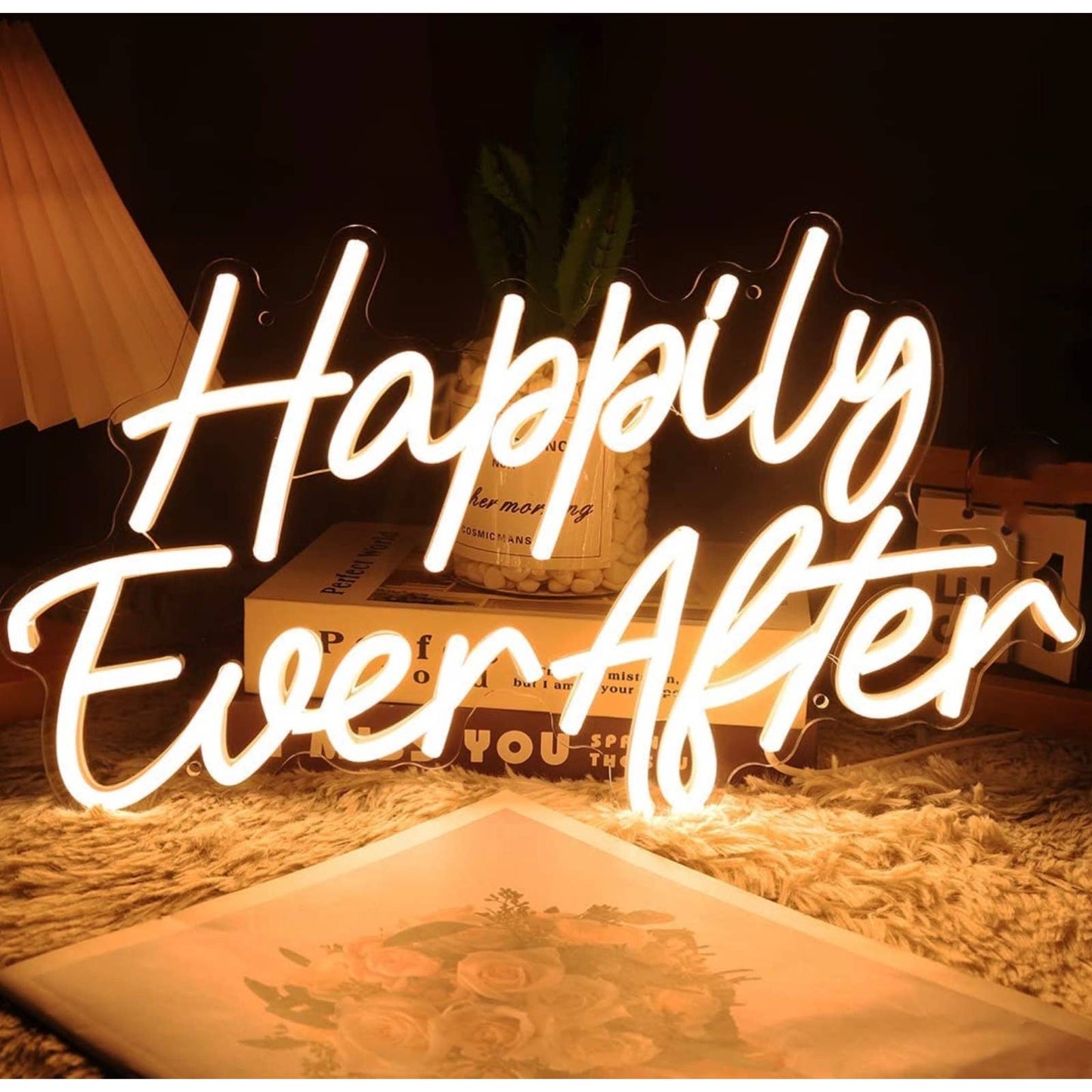 Romantic Warm Bright “Happily Ever After” LED Night Light Room Wall Decoration