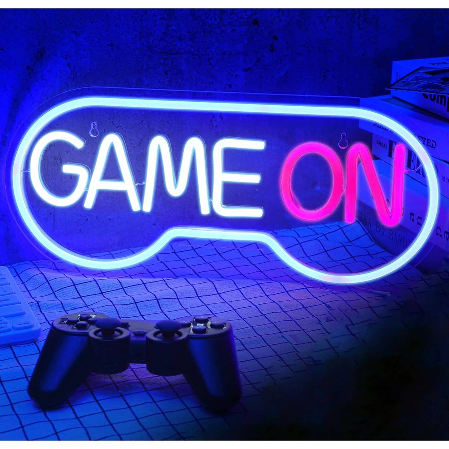 Bright Blue SNES Inspired Game On Controller LED Night Light Room Wall Decoratio