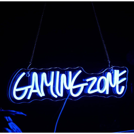 Fun Bright Blue Gaming Zone LED Night Light Game Room Wall Decoration