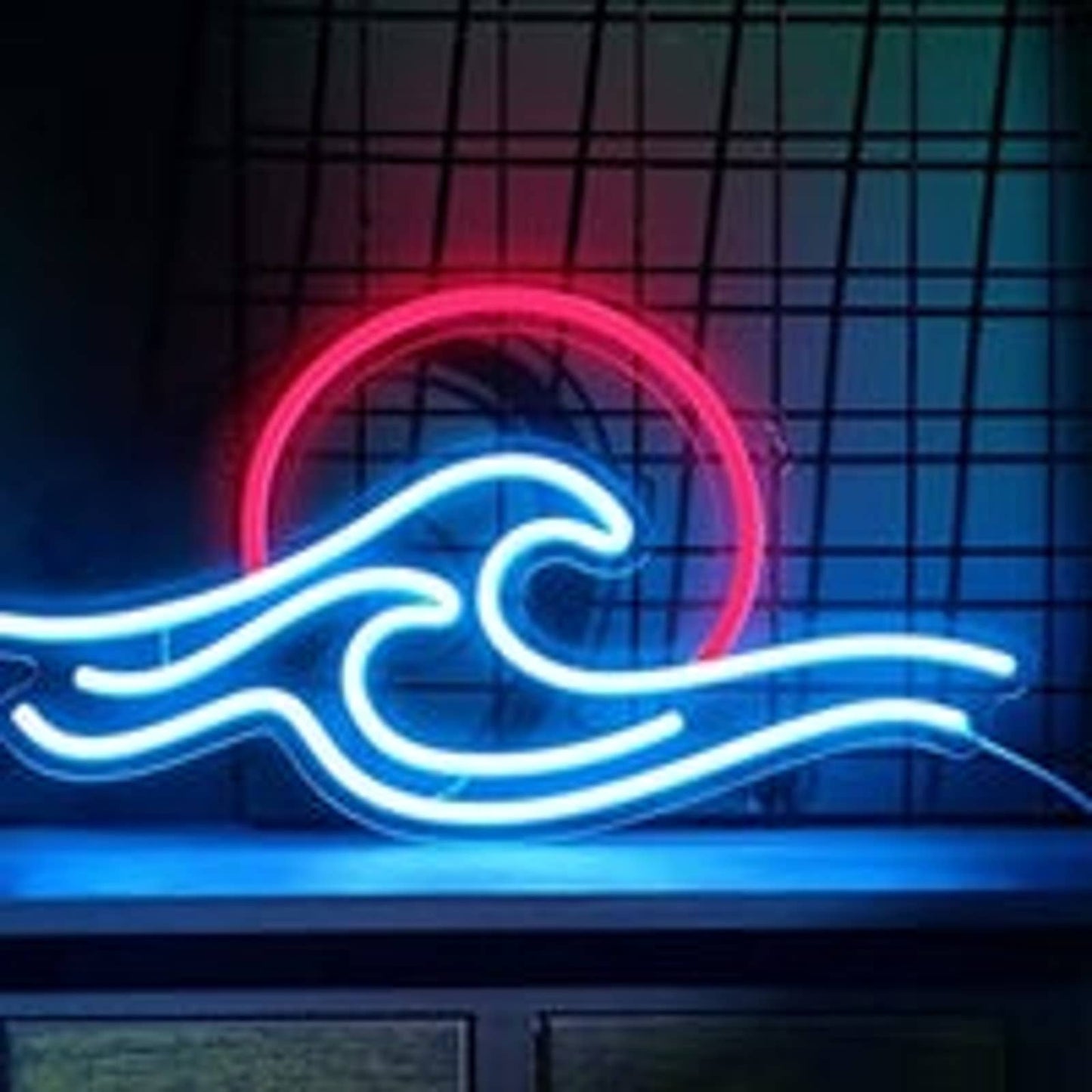 Fun Bright Double Wave Red Sunrise LED Night Light Tropical Room Decoration