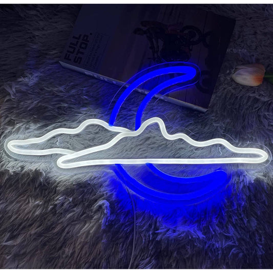 Lovely Night Sky Clouds Crescent Moon LED Light Room Wall Decoration