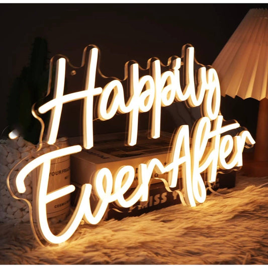 Romantic Warm Bright “Happily Ever After” LED Night Light Room Wall Decoration