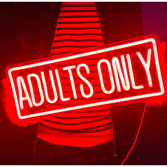 Bright Red Adults Only LED Night Light Sign Room Wall Decoration