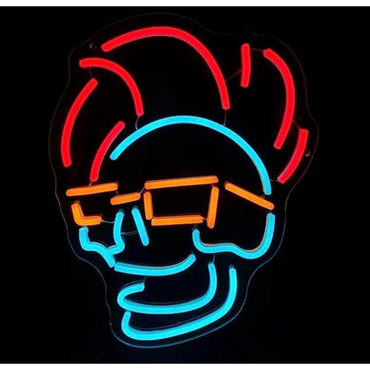 Fun Bright Cool Skeleton Mohawk Skull LED Night Light Cartoon Room Wall Decorati