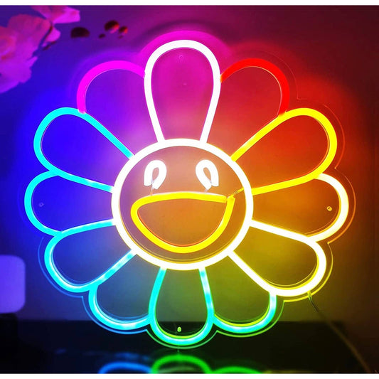 Vivid Bright Color Happy Rainbow Flower LED Night Light Room Wall Decoration