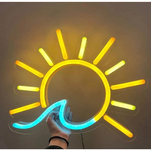 Vivid Bright Tropical Ocean Wave Sunrise LED Night Light Room Wall Decoration
