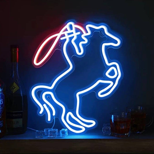 Fun Vivid Bright Cowboy Lasso Horse LED Night Light Room Wall Decoration