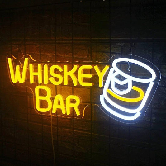 Vivid Bright Warm Whisky Bar LED Night Light Sign Wall Decoration