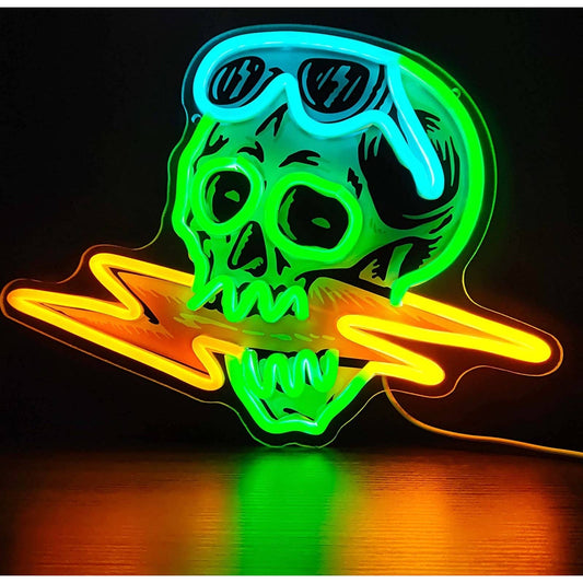 Fun Bright Green Skull Lighting Sunglasses LED Night Light Room Wall Decoration