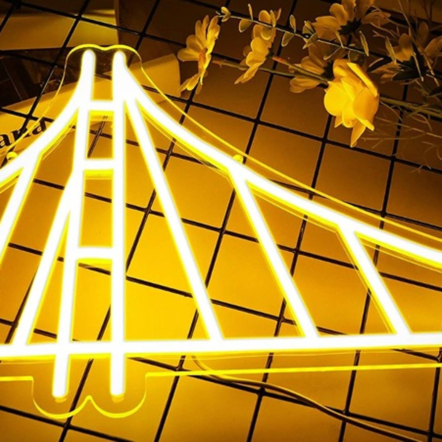 Vivid Bright Golden Gate Bright Warriors LED Light Basketball NBA Wall Decor