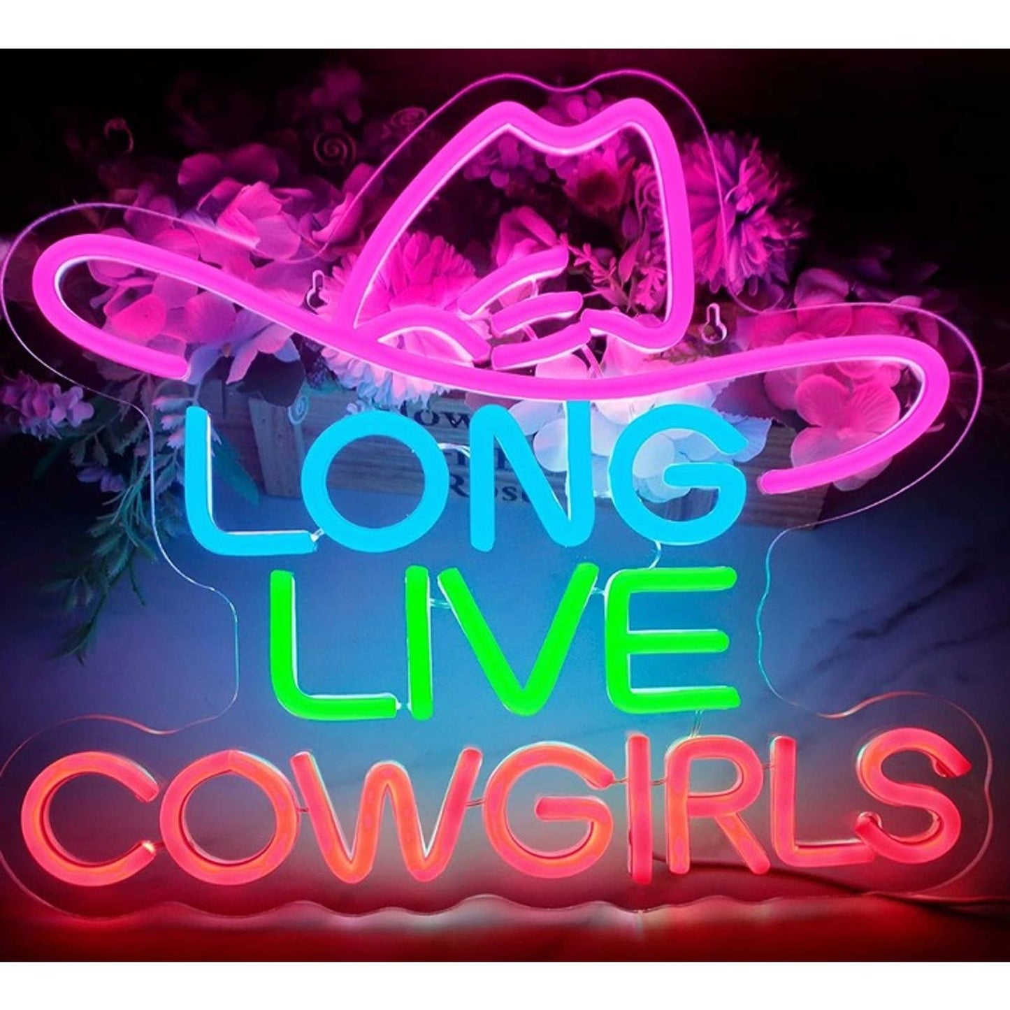 Lovely Vivid Bright Colorful Long Live Cowgirls LED Night Light Room Wall Decor