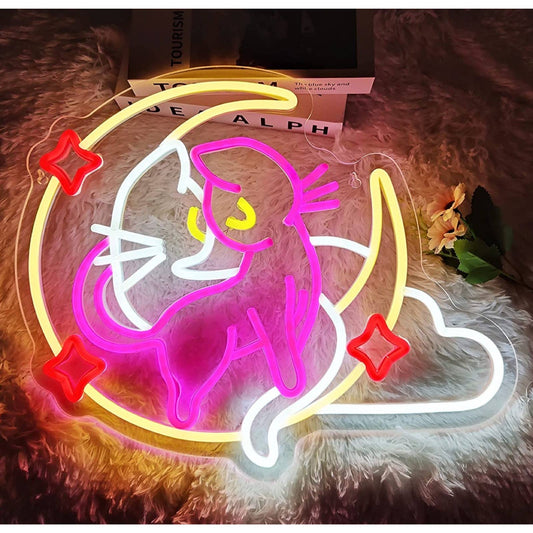 Adorable Sparkling Luna Kitty Cat Sailor Moon LED Night Light Anime Decor