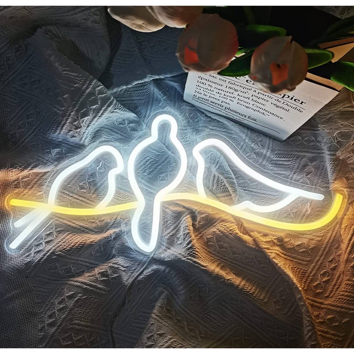 Adorable Pigeon Sitting on a Branch LED Night Light Room Wall Decoration