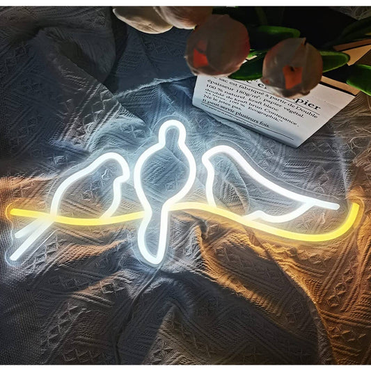 Adorable Pigeon Sitting on a Branch LED Night Light Room Wall Decoration