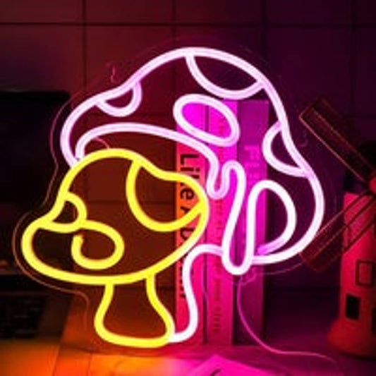 Lovely Bright Pink / Yellow Melting Mushrooms LED Night Light Room Wall Decorati