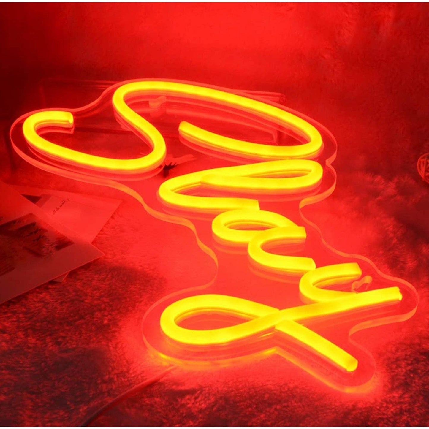 Bright Orange Slay LED Night Light Sign Room Wall Decor